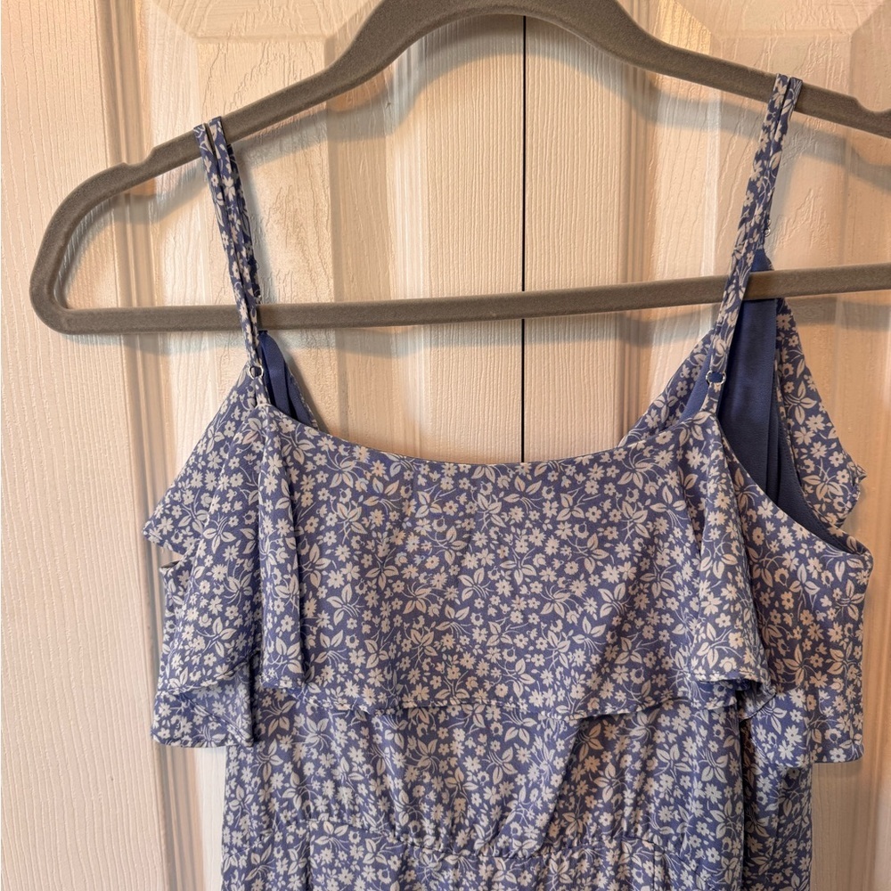Veronica Beard Blue Spaghetti Strap Ruffle Ruched Midi Dress Spring/Summer Sz 6 - Picture 8 of 12
